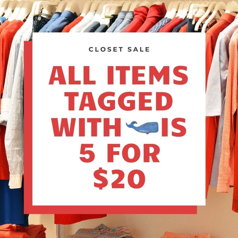 All items tagged with a whale emoji get 5 for $20
